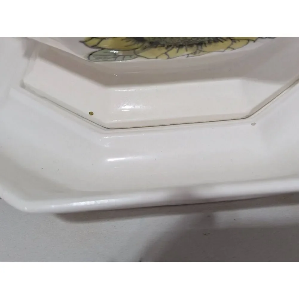 Georges Briard MCM Ceramic Tureen Lid Ladle & Platter Sunflower Pattern